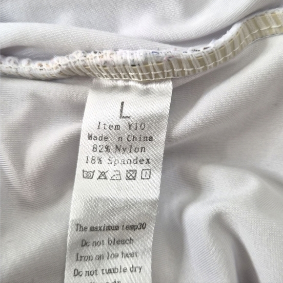 Floral White One-Piece Ruched Swimsuit – Size Large - Picture 6 of 13